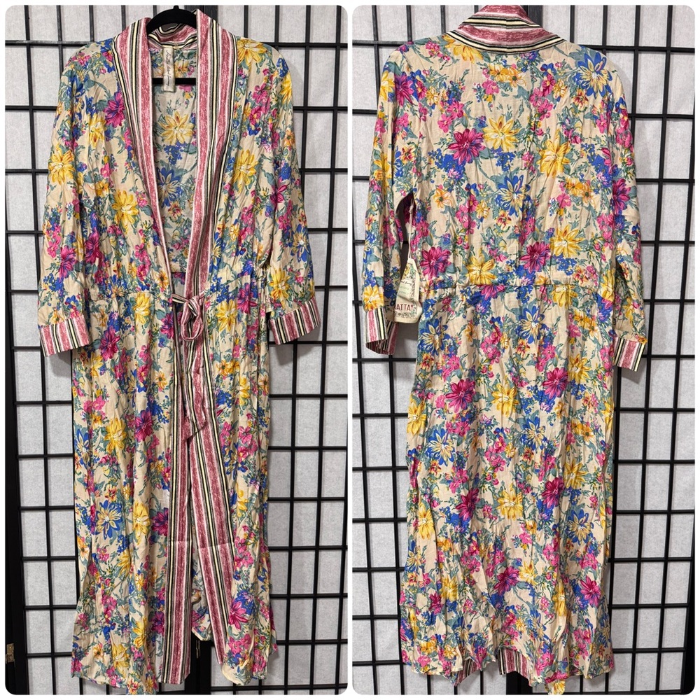 Aratta Silent Journey I Will Meet You at Maxi Duster Floral Sz S - Picture 3 of 12